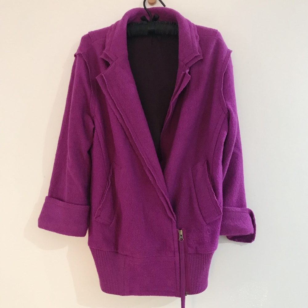 SOLD! Free People Purple Boiled Wool Moto Jacket